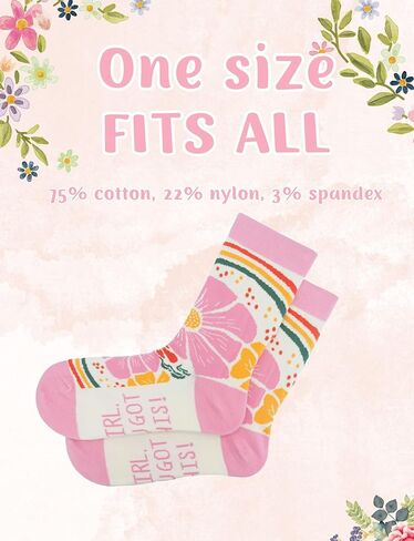 InnoBeta You Got This Gifts for Women – “Girl, You Got This!" Floral Crew Socks, One Size – Inspirational Pink Gift for Girls, Friends, Daughters, Birthday or Graduation in Saudi Arabia