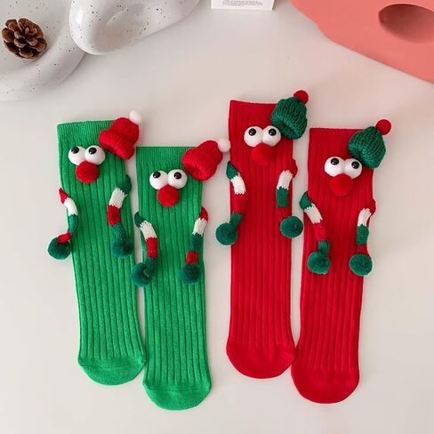 Christmas Hand in Hand Socks - Funny Xmas Couple Magnetic Holding 3D Doll Friendship Socks for Women, Men, Kids in Saudi Arabia