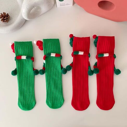 Christmas Hand in Hand Socks - Funny Xmas Couple Magnetic Holding 3D Doll Friendship Socks for Women, Men, Kids in Saudi Arabia