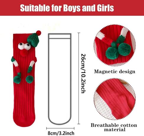 Christmas Hand in Hand Socks - Funny Xmas Couple Magnetic Holding 3D Doll Friendship Socks for Women, Men, Kids in Saudi Arabia