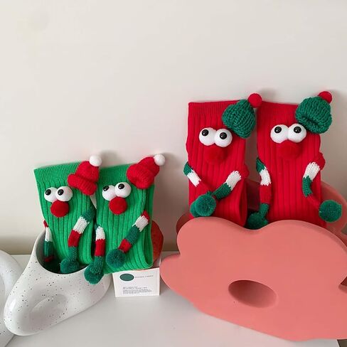 Christmas Hand in Hand Socks - Funny Xmas Couple Magnetic Holding 3D Doll Friendship Socks for Women, Men, Kids in Saudi Arabia