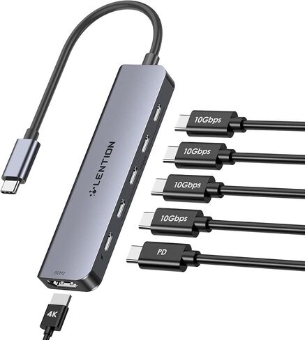 LENTION 2FT Long Cable USB C Hub with 4 x USB C Ports (USB-C 3.2 Gen 2, 10 Gbps), 100W PD Charging, USB C Spilltier Adapter Compatible with 2024-2016 MacBook Pro, New Mac Air, More (CE31s, Space Gray) in Kuwait