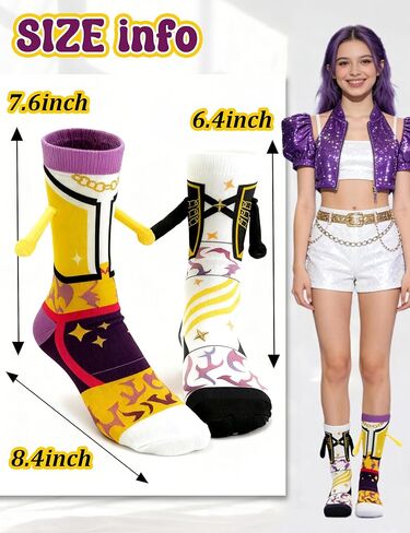 2 Pairs Kpop Socks, Magnetic Socks that Hold Hands Gifts Accessories Birthday Party Favors Costume for Teens Adults in Saudi Arabia
