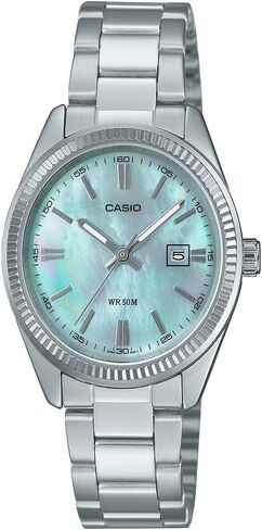 Casio LTP1302DS-2AV Women's Standard Stainless Steel Blue MOP Dial Analog Date Watch in Saudi Arabia