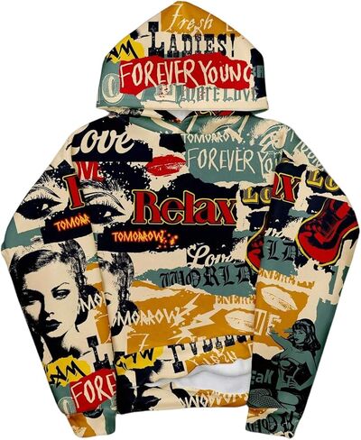 SOLY HUX Men's Vintage Graphic Hoodies Novelty Print Hooded Sweatshirt Pullovers Streetwear in Saudi Arabia