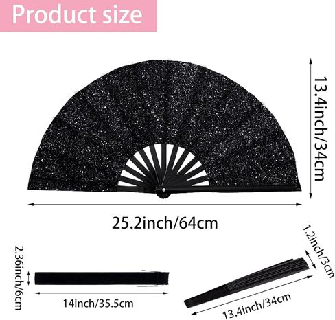 4 قطع من مروحة قابلة للطي كبيرة لامعة - مروحة يدوية منبثقة للرقص على الخط ومراوح طقطقة للأحذية على الرقص على الأرض، والحفلات، وEDM، والزفاف، وفي الهواء الطلق، والديكور in Kuwait