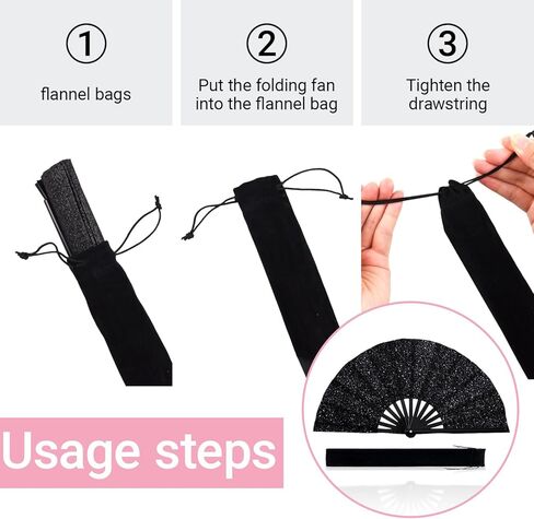 4 قطع من مروحة قابلة للطي كبيرة لامعة - مروحة يدوية منبثقة للرقص على الخط ومراوح طقطقة للأحذية على الرقص على الأرض، والحفلات، وEDM، والزفاف، وفي الهواء الطلق، والديكور in Kuwait