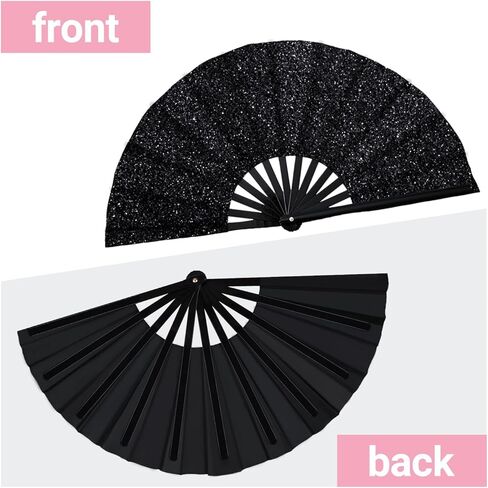 4 قطع من مروحة قابلة للطي كبيرة لامعة - مروحة يدوية منبثقة للرقص على الخط ومراوح طقطقة للأحذية على الرقص على الأرض، والحفلات، وEDM، والزفاف، وفي الهواء الطلق، والديكور in Kuwait