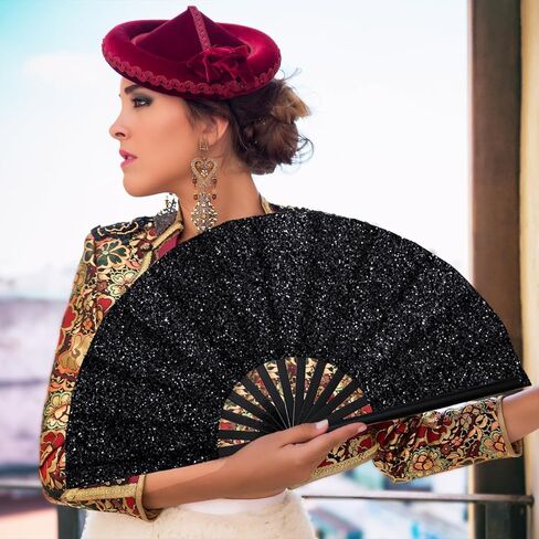 4 قطع من مروحة قابلة للطي كبيرة لامعة - مروحة يدوية منبثقة للرقص على الخط ومراوح طقطقة للأحذية على الرقص على الأرض، والحفلات، وEDM، والزفاف، وفي الهواء الطلق، والديكور in Kuwait