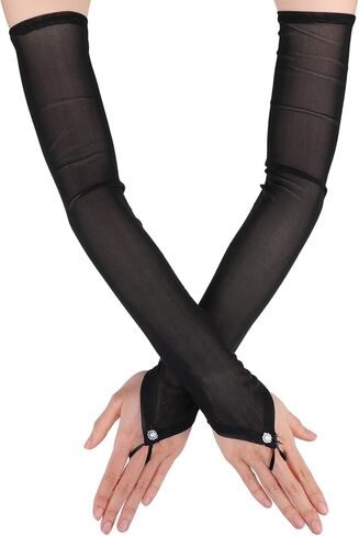 Fingerless Lace Gloves for Women Black Long Sheer Gloves Elbow Length Tulle Glove for Wedding Bridal Opera Party Halloween Costume in Saudi Arabia
