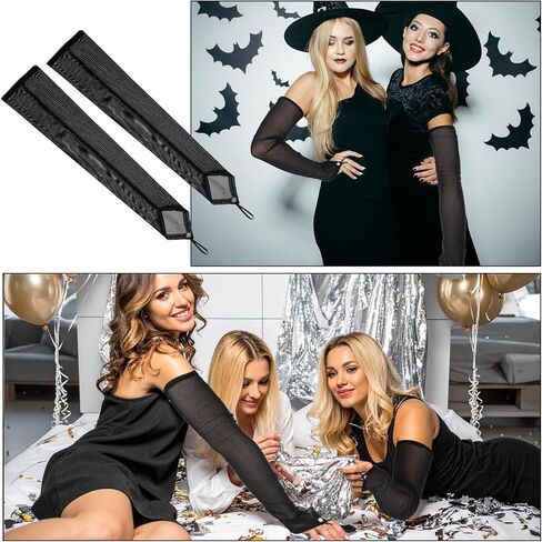 Fingerless Lace Gloves for Women Black Long Sheer Gloves Elbow Length Tulle Glove for Wedding Bridal Opera Party Halloween Costume in Saudi Arabia