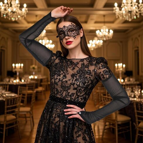Fingerless Lace Gloves for Women Black Long Sheer Gloves Elbow Length Tulle Glove for Wedding Bridal Opera Party Halloween Costume in Saudi Arabia