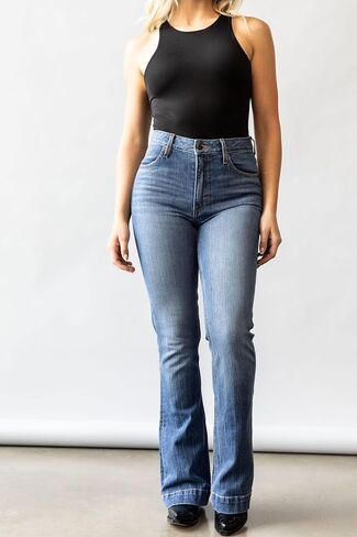Kimes Ranch Women's Jennifer Casual Durable Western Ultra-High Rise & Wide Flare Leg Denim Black Jeans in Saudi Arabia