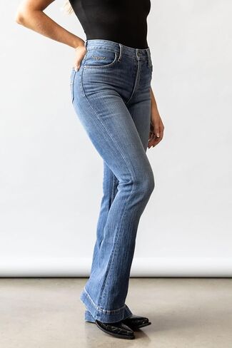 Kimes Ranch Women's Jennifer Casual Durable Western Ultra-High Rise & Wide Flare Leg Denim Black Jeans in Saudi Arabia