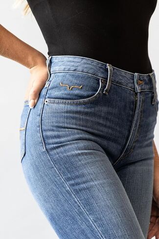 Kimes Ranch Women's Jennifer Casual Durable Western Ultra-High Rise & Wide Flare Leg Denim Black Jeans in Saudi Arabia