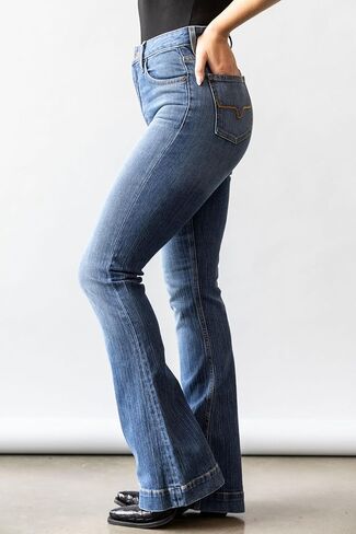 Kimes Ranch Women's Jennifer Casual Durable Western Ultra-High Rise & Wide Flare Leg Denim Black Jeans in Saudi Arabia