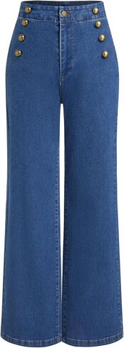 CIDER Womens Straight Leg Jeans Wide Leg High Waist Trendy Fashion Denim Slim Basic Dressy Casual Business Button Pants in Saudi Arabia