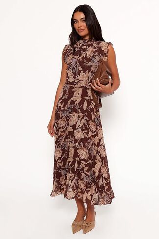Petal & Pup Women's Delphine Maxi Dress-Brown Floral in Saudi Arabia