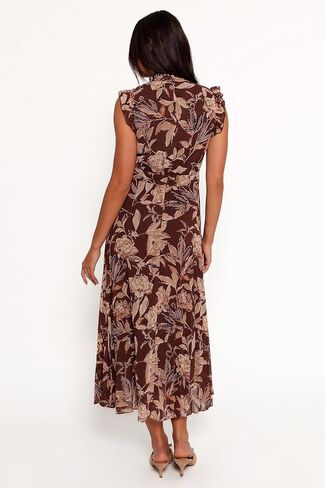 Petal & Pup Women's Delphine Maxi Dress-Brown Floral in Saudi Arabia