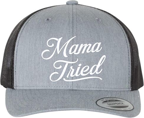 قبعة مطرزة من Go All Out Script Mama Tried Dad Deluxe Trucker البيسبول المسطحة in Kuwait