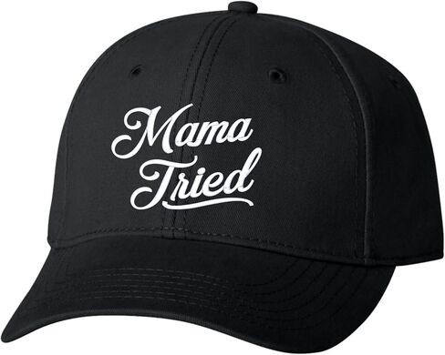 Go All Out Script Mama Tried Dad Deluxe Trucker Flatbill Baseball Structured Embroidered Hat in Saudi Arabia