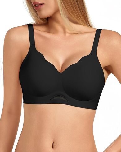 Women's Jelly Scalloped Wireless Bra, Cloud-Like Comfort & Support, Breathable No Underwire Push Up Everyday T-Shirt Bras in Saudi Arabia