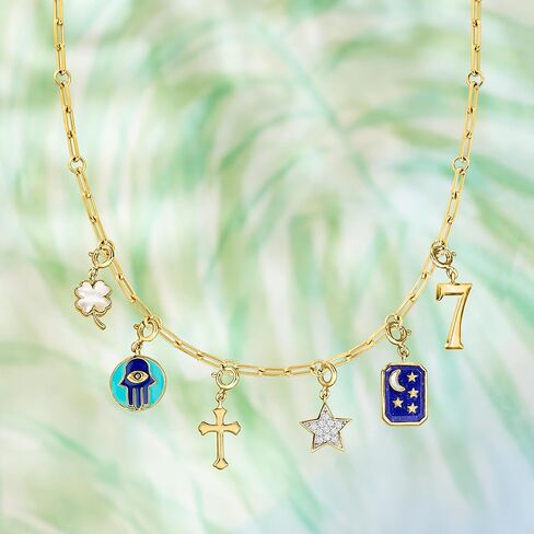Ross-Simons Lapis and Mother-Of-Pearl Moon and Stars Charm in 18kt Gold Over Sterling in Saudi Arabia