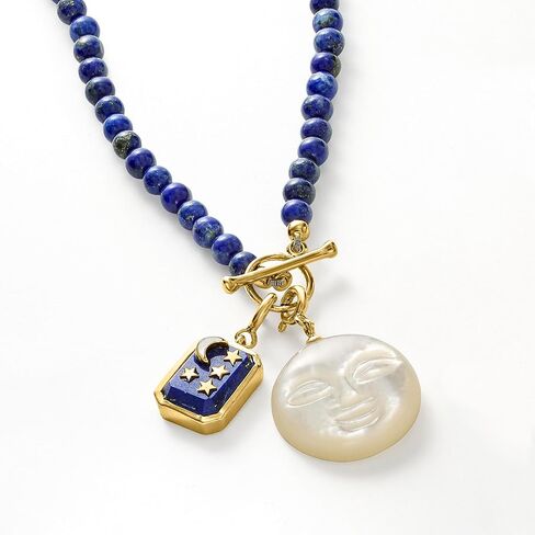 Ross-Simons Lapis and Mother-Of-Pearl Moon and Stars Charm in 18kt Gold Over Sterling in Saudi Arabia