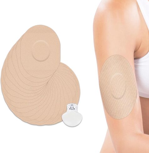 25 Pack CGM Adhesive Patches - Water-Resistant & Sweatproof for Freestyle Libre 1/2/3, Guardian 3/4, Enlite & G7 Sensor Patch | Hypoallergenic Breathable Overpatch | Long-Lasting Tan CGM Sensor Cover in Saudi Arabia