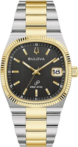 Bulova Super Seville Black Dial Two-Tone Stainless Steel Bracelet Watch 37.5mm - 98B458 in Saudi Arabia