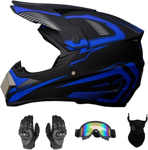 Motocross Helmet Dirt Bike Helmet Motorcycle Full Face Helmet with Gloves Goggles Mask for Unisex Adult Youth DOT/FMVSS 218 Approved in Kuwait