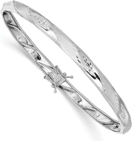 Diamond2Deal Solid 14k White Gold Satin Flexible Bangle Bracelet in Saudi Arabia