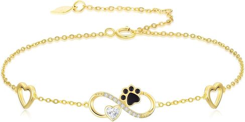 SISGEM 14K Real Gold Infinity Hearts Bracelet for Women,Yellow Gold Heart-Cut Moissanite Cat/Dog Paw Print Dangle Bracelets Christmas Birthday Gifts Jewelry for Her,Wife Mom in Saudi Arabia