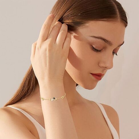 SISGEM 14K Real Gold Infinity Hearts Bracelet for Women,Yellow Gold Heart-Cut Moissanite Cat/Dog Paw Print Dangle Bracelets Christmas Birthday Gifts Jewelry for Her,Wife Mom in Saudi Arabia