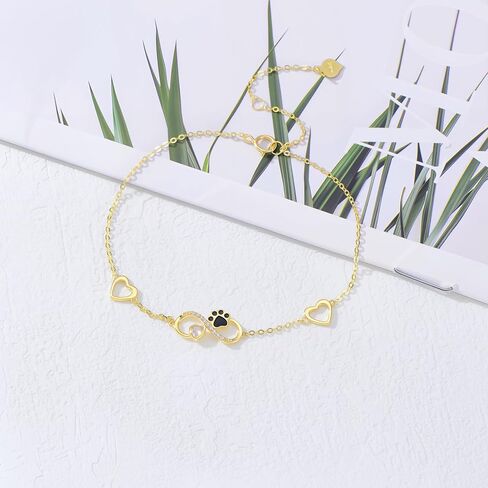 SISGEM 14K Real Gold Infinity Hearts Bracelet for Women,Yellow Gold Heart-Cut Moissanite Cat/Dog Paw Print Dangle Bracelets Christmas Birthday Gifts Jewelry for Her,Wife Mom in Saudi Arabia