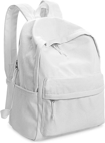 Zicac Diy Canvas Backpack Daypack Satchel Backpack (White, with Side Pocket) in Saudi Arabia