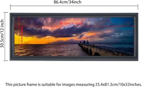 إطار صورة 10x32 إطار ملصقات 10x32 من الخشب الصلب أسود 10x32 إطار بانورامي 10x32 بوصة إطار صورة للجدار بما في ذلك الأجهزة المعلقة (Y23B1032) in Kuwait