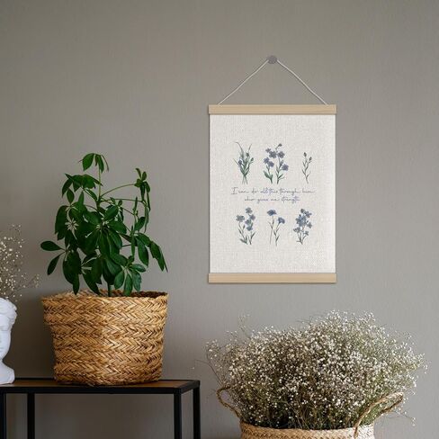 Boho Blue Floral Christian Poster Hanger Frame 12x16 Inch, Bible Verses Wall Decor, I Can Do All Things Religious Scripture Wall Art Decor for Church Prayer Home Room in Saudi Arabia