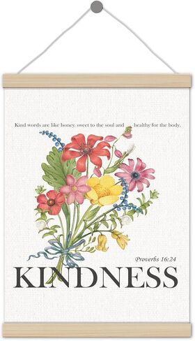 Colorful Floral Christian Poster Hanger Frame 12x16 Inch, Bible Verses Wall Decor, Kind Word Like Honey Sweet To The Soul Healthy For The Body Scripture Wall Art Decor for Church Prayer Home Room in Saudi Arabia