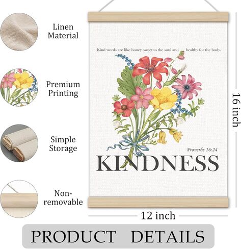 Colorful Floral Christian Poster Hanger Frame 12x16 Inch, Bible Verses Wall Decor, Kind Word Like Honey Sweet To The Soul Healthy For The Body Scripture Wall Art Decor for Church Prayer Home Room in Saudi Arabia