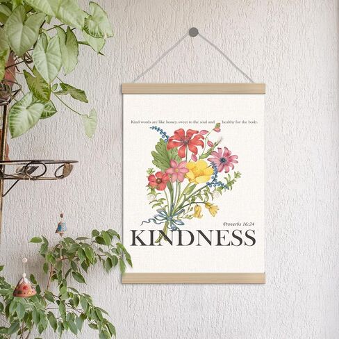 Colorful Floral Christian Poster Hanger Frame 12x16 Inch, Bible Verses Wall Decor, Kind Word Like Honey Sweet To The Soul Healthy For The Body Scripture Wall Art Decor for Church Prayer Home Room in Saudi Arabia
