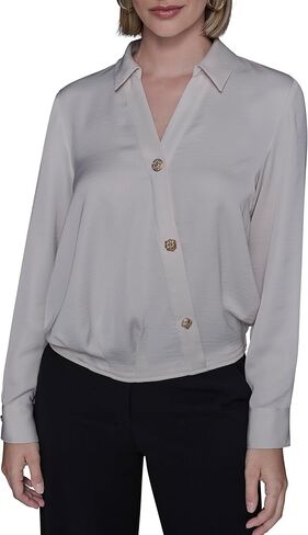 Karl Lagerfeld Womens Long Sleeve Classy Collared Essential Button Down in Saudi Arabia