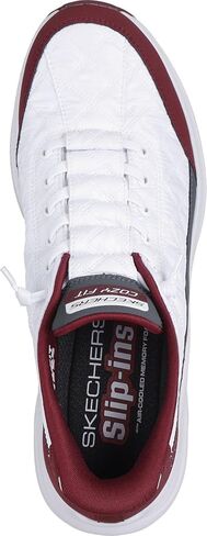 Skechers - Mens Contour Foam - Cozy Fit Slip On Shoes, Color White/Burgundy, Size: 12 M US in Saudi Arabia
