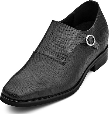 CALTO Men's Invisible Height Increasing Elevator Shoes - Sand Brown Leather Slip-on Lightweight Formal Dress Loafers- 2.8 Inches Taller - Y1181 - Size 9 D(M) US in Saudi Arabia