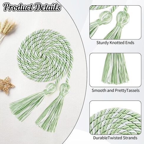 Graduation Cords, Sage Green White Graduation Honor Cord, Honors Grad Ropes Cord for 2026, 66 Inch Long Braided Rope for 2026 Graduations Ceremony Decorations Bachelor Master Doctoral Gown Accessories in Saudi Arabia