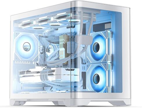 AsiaHorse ATX PC Case Dual Chamber 180° Full View Tempered Glass Gaming PC Case with Type-C Port, 360mm Radiator Support,RTX 40 Compatible, High Airflow Mid-Tower ATX PC Case. in Kuwait