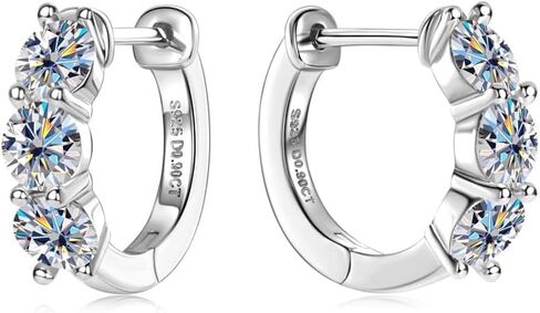 1 Carat Diamond Hoop Earrings for Women in Sterling Silver, D-Color VVS1,Romantic Valentine’s Day Gift for Women in Saudi Arabia