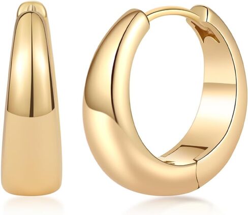 Gold Hoop Earrings for Women 14K Gold Earrings Hypoallergenic Lightweight Small Hoops 13MM 18MM 22MM in Saudi Arabia