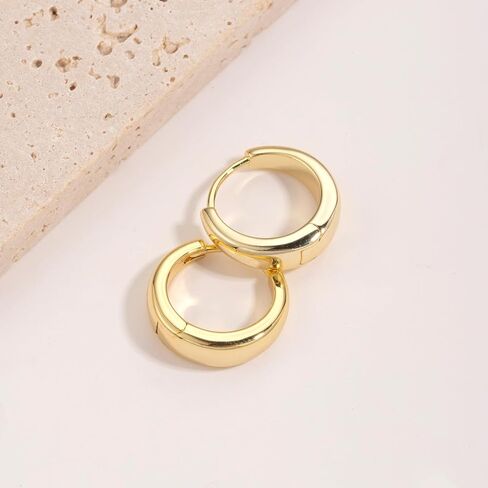 Gold Hoop Earrings for Women 14K Gold Earrings Hypoallergenic Lightweight Small Hoops 13MM 18MM 22MM in Saudi Arabia