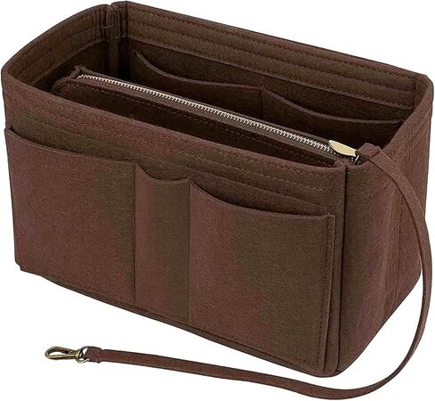 Lckaey Felt Organizer Bag Purse For Speedy Neverfull Totebag Insert with zipper 3032red-mini in Kuwait